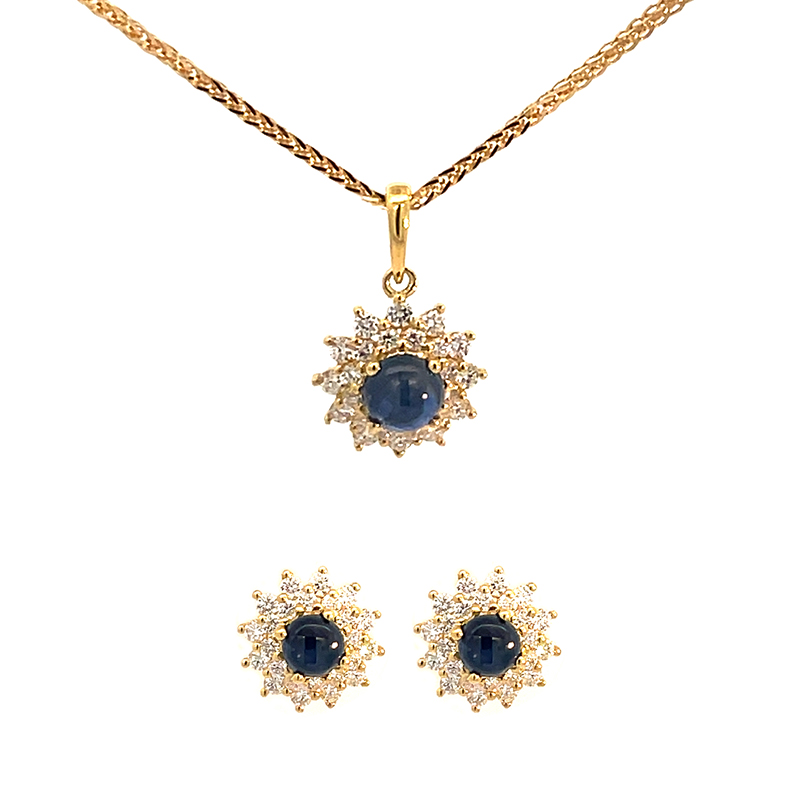 Floral Sapphire Diamond Pendant Set in 18K Gold